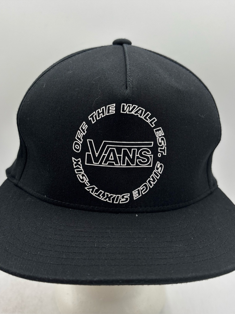 Vans Off The Wall Since Sixty Six Flexfit 110 Black SnapBack Hat OSFM Skate Cap